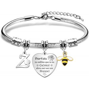 Eryi-Bracelet Lettre Initiale A-Z,Bracelets Pour Amitié,Cadeau Femme Bracelets,Charm Coeur Lettre A-Z Acier Inoxydable,Cadeaux D'anniversaire Pour Femmes Fille Nièce S?ur Amie Filles Maman Tante - Neuf