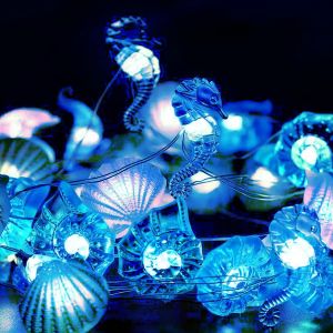 Kal-Guirlande Lumineuse Animaux Marins - 2 M - 20 Led - À Piles - Décoration Pour Chambre D'enfant, Fenêtre, Jardin Et Décoration De Noël (Lumière Froide) - Neuf