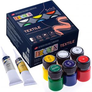 Set De Peinture Pour V&iquest;&ordm;tement Acrylique 5x20 ml Teinture Textile R&iquest;&iquest;sistante Au Lavage En Machine + 2x18 ml De Finition + Diluant | Fabriqu&iquest;&iquest; Par Nevskaya Palitra - Neuf