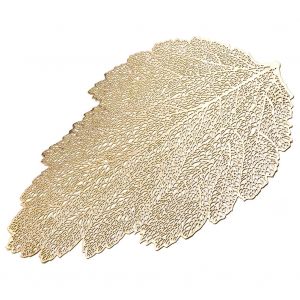 Hjlian Lot De 4 Sets De Table En Forme De Feuille, 36 X 47 Cm, En Pvc, Anti-Rayures, Pour Table De Mariage, Dore Mat - Neuf