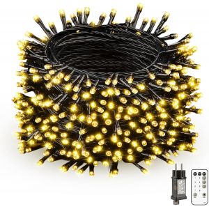 Aiou-Guirlande Lumineuse Noël Extérieur-50m 500led Blanc Chaud Prise Lumières Étanche Ip44 Avec Télécommande 8 Modes Minuterie Pour Le Balcon Jardin Terrasse Intérieur Sapin De Noel Décoration - Neuf