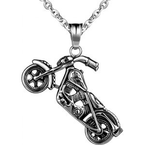 KAL-Pendentif En Acier Inoxydable Fashion Halley Moto Vélo Cyclomoteur Deux Roues Collier Pendentif Collier Pour Homme, Acier Inoxydable - Neuf