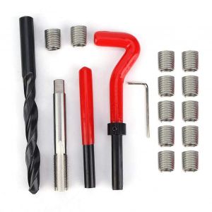 Kit de r&eacute;paration de filetage 17 pi&egrave;ces M12 x 1,25, inserts filet&eacute;s, cl&eacute; de per&ccedil;age torsad&eacute;e en acier inoxydable, ensemble d'outils pour la r&eacute;paration automobile - Neuf