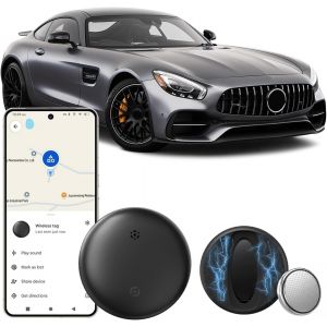 MEVRONISSHOP-Traceur GPS Voiture, Localisateurs d'objets Bluetooth Compatible avec Android, &Eacute;tanch&eacute;it&eacute; IPX6, &Eacute;tui de Protection Magn&eacute;tique en Silicone, Batterie Rempla&ccedil;able, Autonomie de la Batterie - Neuf