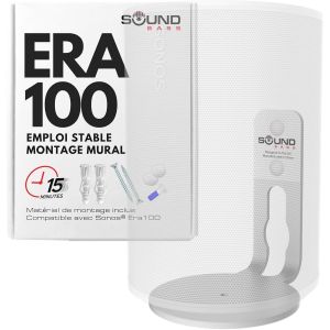 MEVRONISSHOP-Support Mural ERA100, Profil Bas, Blanc, unit&eacute; individuelle, Compatible avec Le Haut-Parleur Sonos Era 100, Complet avec Tout Le mat&eacute;riel de Fixation - Neuf