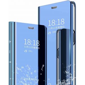 Coque Pour Google Pixel 7a, Fonction De Support, Miroir Flip Ultra Mince Anti-Rayures Anti-Choc, Housse Pour Google Pixel 7a Bleu - Neuf