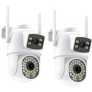 ChenQuanSarl-Camera De Surveillance Exterieur 2.5K,Camera Surveillance Wifi Exterieure Double Objectif 2.4Ghz,Détection Humaine,Vision Nocturne Couleur,Audio Bidirectionnel,Stockage Sd Et Cloud,Ip66, - Neuf