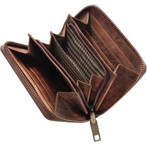 Paris' Porte Monnaie Bourse Cuir Pour Femmes Vintage Portefeuille Anti Rfid Petit Porte Cartes Avec Protection Nfc Pochette Porte Billets Mini Wallet,Couleur:Torino - Marron - Neuf