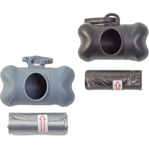 Lot De 2 Sacs De Ramassage En Forme D'os Pour Chien, Support Avec Distributeur Noir, En Forme D'os Pour Laisse - Neuf