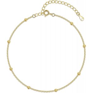 Eryi-Chaînes De Cheville En Argent Sterling 925 Pour Femme, Chaîne De Cheville Réglable En Argent 925 Avec Perle/Étoiles, Été Pieds Nus, Plage En Argent - Neuf