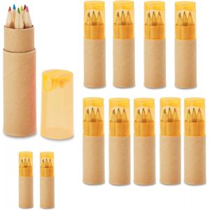 Eryi-Lot De 12 Ensembles De 6 Crayons De Couleur Pour Enfants - Mini Crayons De Couleur Certifiés En71-1, -2 Et 9 Ans - Petit Cadeau D'anniversaire (Orange) - Neuf