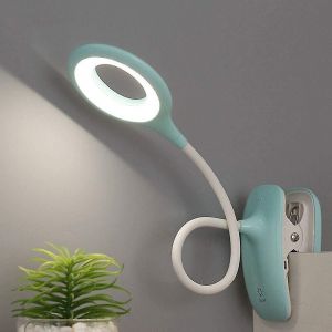 Lampe De Lecture À Clip Led, Lampe De Table À Intensité Variable, Protection Des Yeux (Bleu) - Neuf