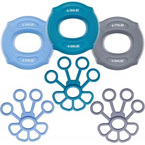 Asas-6 Pcs Entraîneur De Préhension De Main Et Doigts,Exerciseur À La Main,Hand Grip,3 Nieaux De Résistance Pour Renforcement De La Force,Renforce Poignet,Avant-Bras & Récupération - Neuf