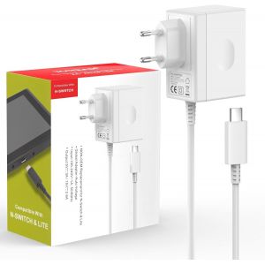 45W Charger for Switch Console Hands Adapter TV Stand Mode 15V/3A Fast Charge with 3m/10ft Cable,Compatible with Switch Lite/Switch OLED White - Neuf