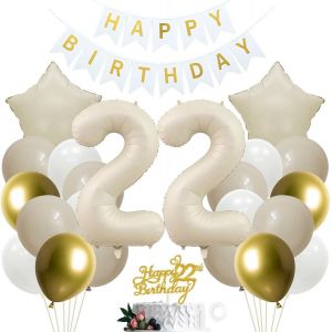 Tianyi-Décoration D'anniversaire Du 22e Anniversaire Pour Filles Et Garçons U2013 Décoration De Fête Dorée Avec Décorations De Gâteau Pour Le 22e Anniversaire - Neuf