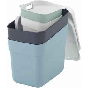 | Ensemble De 4 Poubelles En Plastique Prêtes À Être Collectées, Classées (Blanc, Gris Foncé, Vert, Gris-Bleu), Lot Couleur 2 - Neuf