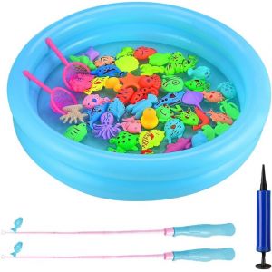 KAL-Lot De 50 Jouets De P&ecirc;che Magn&eacute;tiques Pour Enfants - Jouet De P&ecirc;che Magn&eacute;tique &Eacute;tanche - Jouet De Bain &Eacute;ducatif - Pour Les Tout-Petits Et Les Enfants - Neuf