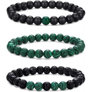 Bracelet De Perles Pour Hommes Ensemble De Bracelets &Eacute;lastiques R&eacute;glables Pour Hommes Perles En Pierre Naturelle De 6 Et 8 Mm Bracelets De Perles Bracelets En ?il De Tigre Cadeau Pour Hommes - Neuf