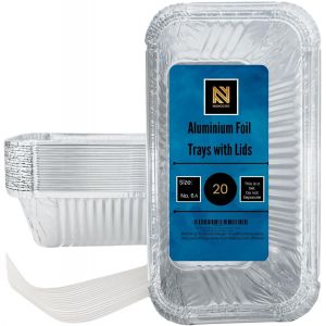 Checarzhn--No1-Lot De 20 Barquettes En Aluminium Avec Couvercles N°6a 650 Ml Boîtes Jetables À Emporter Réutilisables Cuisson Rôti Congélateur Friteuse À Air Comprimé - Neuf
