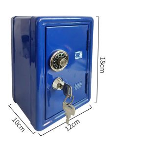 Tirelire Multifonctionnelle En Métal, Résistante À L'usure, Mini-Tirelire Sécurisée Pour La Maison - Bleu - Neuf