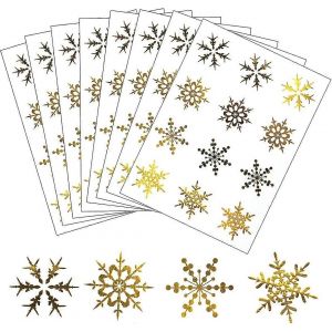 Ventes Promotionnelles 288pcs 24 Feuilles Flocons De Neige De Noël Autocollants 1,5 Pouce Cercle Rond Mignon Flocons De Neige Autocollants D'étiquette Pour Carte-Cadeau - Neuf