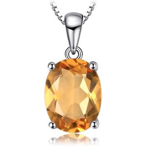 Kal-Magnifique Pendentif Naturelle Améthyste Péridot Grenat Citrine Topaze En Forme Ovale Goutte Une Chaîne Femme, Argent 925/ Plaqué Or Rose/Or Jaune, Ensemble Bijoux Collier Cadeau 45cm - Neuf