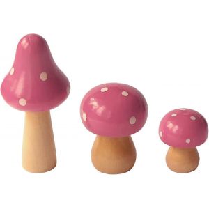 Ensemble De Champignons En Bois,Paquet De 3 Champignons Naturels,F&eacute;e Des Champignons En Bois De Diff&eacute;rentes Tailles - Neuf