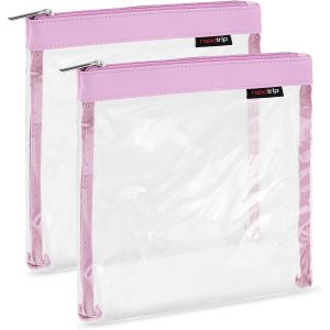 TIANYI-[Lot de 2] Trousse de toilette transparente pour liquides, bagages, cosmétiques - Pour avion - Kit de voyage, Rose - Lot de 2, - Neuf