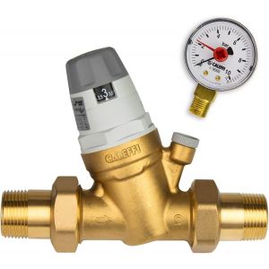 Subzonal-Caleffi R&eacute;ducteur De Pression D'eau 1/2" Dn15 R&eacute;ducteur De Pression D'eau Avec Cartouche Rempla&ccedil;able Et Manom&egrave;tre Valve De R&eacute;duction De Pression R&eacute;gulateur De Pression 535041 Multicolore - Neuf