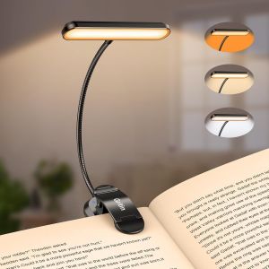 Kalanka-Lampe De Lecture 19 Led, Liseuse Lampe Clip Rechargeable, Protection Des Yeux, 5 Luminosit&eacute;s & 3 Couleurs (Ambre/Blanc/Mixte), 360&deg; Cou Flexible, Longue Dur&eacute;e,L&eacute;ger & Portable Pour Lire Au Li - Neuf