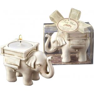 KALANKA-Lot de 2 photophores en Cire parfumée Motif éléphant Blanc Ivoire - Neuf