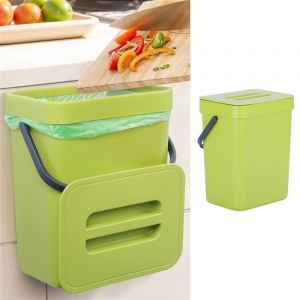 ERYI-Lot De 2 Poubelles À Compost Pour Cuisine En Plastique - Poubelle Composteur En Seau De 4 Et 2,3 Litres - Bac Pour Aliments - Compost - Dechets Organique Et Biodechets - Neuf