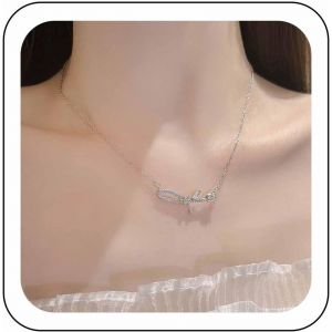 Kal-Collier Argent Noeud Coeur Collier Pendentif Zircone Cubique Collier Noeud Papillon Opale Collier Noeud Papillon Vintage Noeud Papillon Collier Ras Du Cou Zircon Chaîne Bijoux Pour Femmes - Neuf