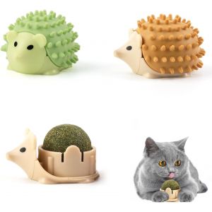 Letnerny-Boules D'herbe &Agrave; Chat, Lot De 3 Boule Herbe &Agrave; Chat &Agrave; L&eacute;cher, Comestibles Balls, Jouets Dentaires Pour Chaton Avec Couvercle De Rangement - Neuf