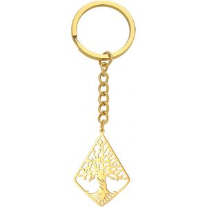 KAL-Porte-Clés Rhombique De L'Arbre De Vie En Acier Inoxydable Porte-Clés À Pendentif De L'Arbre De Vie Accessoires De Sac À Main Pour Femme Homme - Neuf