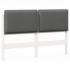 vidaXL T&ecirc;te de lit capitonn&eacute;e Blanc et gris clair 140 cm Pin massif - Neuf