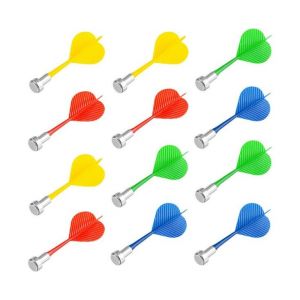 Jeu de fl&eacute;chettes magn&eacute;tiques vibrantes - 12 fl&eacute;chettes de s&eacute;curit&eacute; en plastique rouge, jaune, vert et bleu pour des comp&eacute;titions familiales amusantes et amicales - Neuf