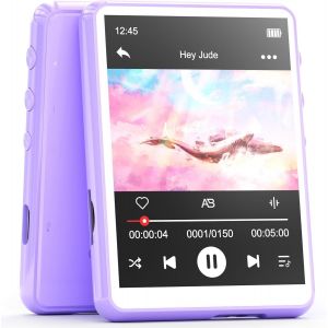 Lecteur MP3 Bluetooth 5.3, 64 Go &Eacute;cran Tactile MP3 Baladeur Enfant USB C Radio FM, Haut-Parleur HD Int&eacute;gr&eacute;, Enregistreur Vocal, Son HiFi, &Eacute;couteurs Housse de Protection Inclus (Violet, 64GO) - Neuf