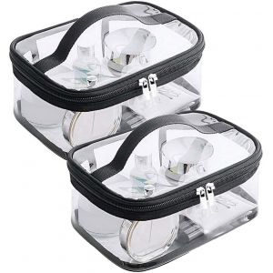 KALANKA-Trousse de Toilette Transparente, 2 Pi&egrave;ces - PVC, Convient aux Cosm&eacute;tiques et Shampooings - Pour Voyage et Avion - Neuf