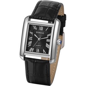 Eryi-Montres Rectangulaires Pour Homme Et Femme : Étanche À Quartz Analogique Avec Chiffres Romains Montres De Couple Carrées Avec Bracelet En Cuir Cadeaux Pour Femmes - Neuf