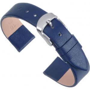 Kal-Bracelet De Montre Bande Authentique Cuir 16mm Largeur, Lisse Plat Cuir Montre Courroie Pour Hommes Et Femmes, Fonc&eacute; Bleu - Neuf