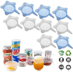 [10 Pièces] Couvercle Extensible En Silicone Écologique, Film Alimentaire Réutilisable Pour Tasse/Bouteille, Pour Four À Micro-Ondes, Stockage Au Réfrigérateur, Lfgb, Fda - Neuf