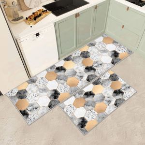 Tianyi-Lot De 2 Tapis De Cuisine Antid&eacute;rapants Et Lavables, Anti-Fatigue Pour D&eacute;coration De Maison, Bureau, Bureau Debout (B, 40x60+40x120cm) - Neuf