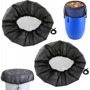 ASFASFq-2 Pièces Filet Tonneau Eau de Pluie Ronde 95cm, Filet Citerne Eau de Pluie avec Élastique, Protection Tonneau d'eau Réglable pour Jardin Récupérateur d'eau - Neuf