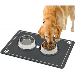 Cmws-Tapis Gamelle Chien Chat Super Absorbant, Tapis De Nourriture Pour Animaux À Séchage Rapide, Antidérapant Pour Chien Et Chat 40x60cm (Gris Foncé) - Neuf