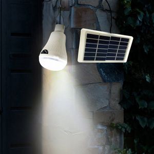 Lampe Solaire De Tente &Agrave; 20 Led Avec Panneau Solaire, Ampoule Portable Pour Une Utilisation Int&eacute;rieure Et Ext&eacute;rieure, C&acirc;ble De 2,6 M Inclus - Neuf