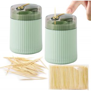 2 Pcs Porte-Cure-Dents Automatique,Boîte De Cure-Dents Créative,Distributeur De Cure Dent Boîte À Cure-Dents Pour Nettoyage De Dent Fournitures De Cuisine De Restaurant Familial(Vert Clair) - Neuf