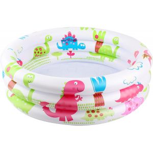 KAL-Piscine Enfant Ronde,Pataugeoire Gonflable Bebe, Intérieure Et Extérieure Jouets, Animé Dinosaure 90 X 20 Cm - Neuf