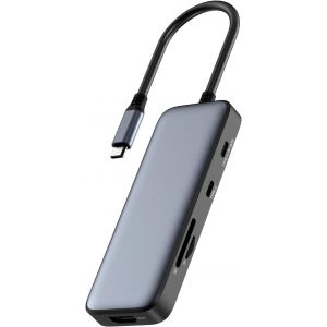 NAERYUT-Hub Usb C,Adaptateur Multiport Usb C 8 En 1 Avec Hdmi 4K,100 W Pd,3 Ports De Données Usb-A,Répartiteur Usb C En Alliage D'Aluminium Pour Macbook Pro/Air,I-Pad,Galaxy,Iphone 16/15 Series,Lenov - Neuf