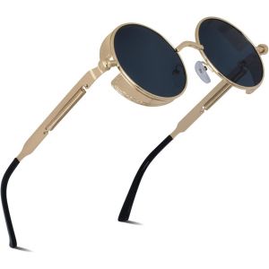 Lunettes De Soleil Homme Femme Polarisée Lunette Et Accessoires Vintage Ronde Cadre Métallique Uv400 Protection - Neuf